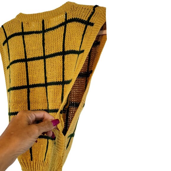 Tilbury Small Knit Sweater Vest Checkerboard Sleeveless Vintage Deadstock - Picture 2 of 7